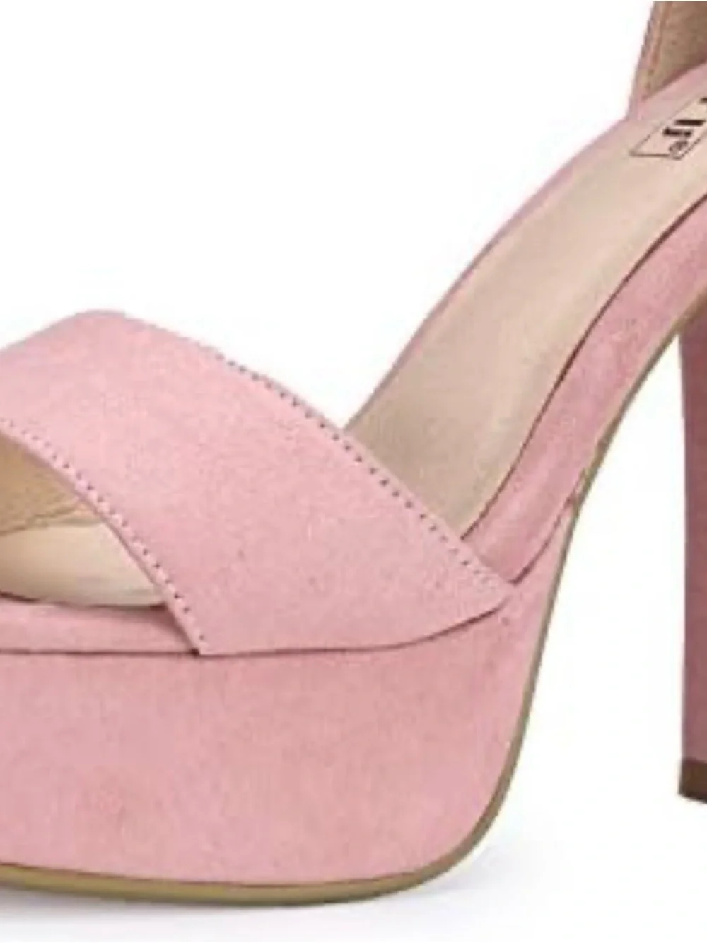 Suede-Look Pink Platform Block Heel Sandals with Ankle Strap